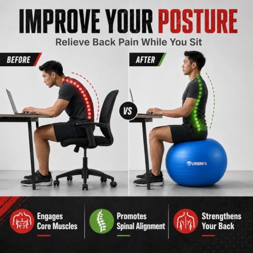 URBNFit Pilates Ball — 18 Inch Anti-Burst Excercise Ball Large
