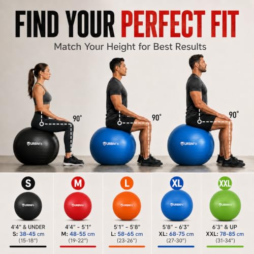 URBNFit Pilates Ball — 18 Inch Anti-Burst Excercise Ball Large