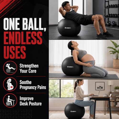 URBNFit Pilates Ball — 18 Inch Anti-Burst Excercise Ball Large